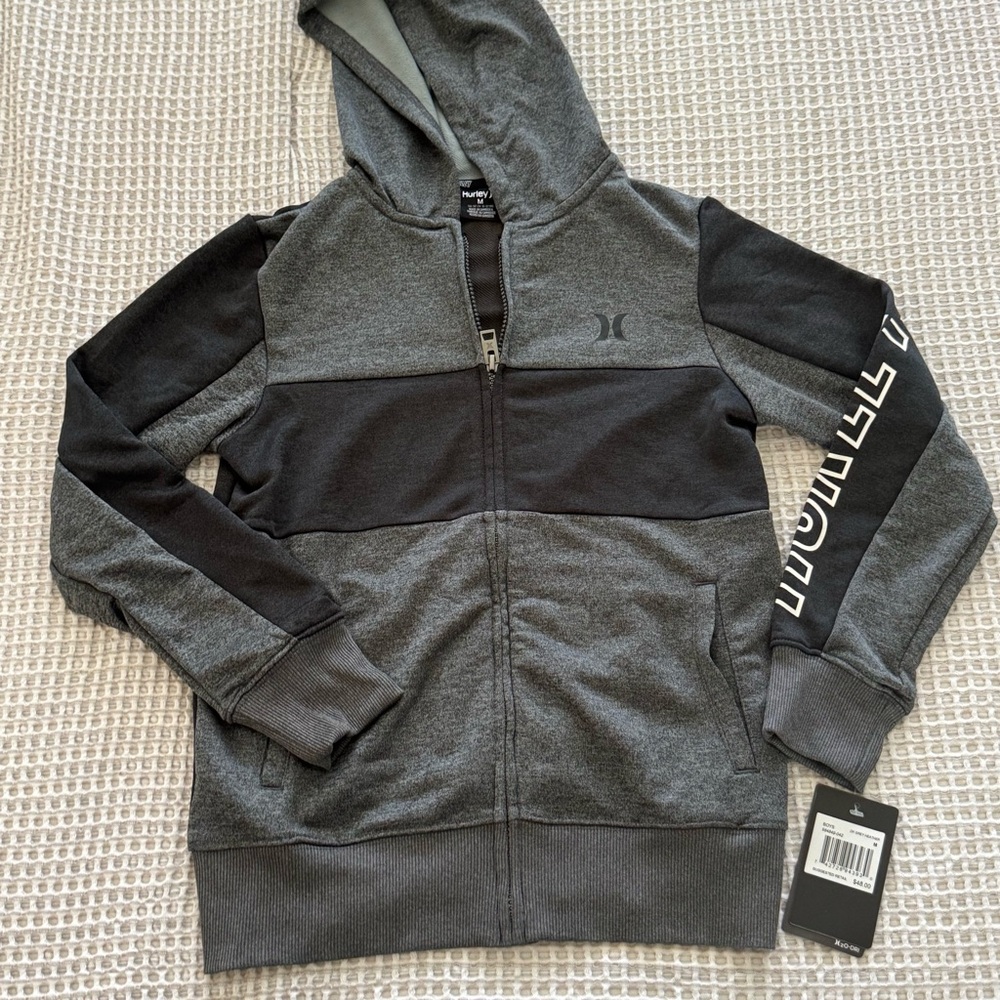Hurley Kids Charcoal and Black Zip-Up Hoodie